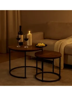 2-tlg. Satztisch-Set in Braun/ Schwarz