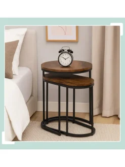 2-tlg. Satztisch-Set in Braun/ Schwarz