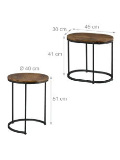 2-tlg. Satztisch-Set in Braun/ Schwarz