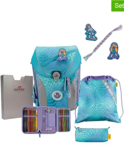 5tlg. Schulranzen-Set " ErgoFlex Max - Activ" in Hellblau