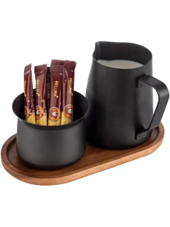 4tlg. Servierset in Schwarz/ Braun - (B)19 x (H)10 x (T)10,5 cm