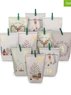 72tlg. Set: Adventskalender "Weihnachtsmotive" in Weiß/ Grün