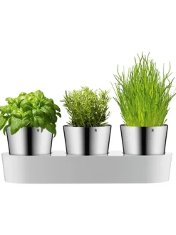 4tlg. Set: Blumentöpfe & Kunstblumen