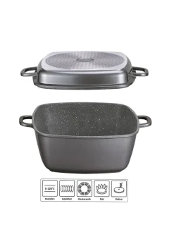 5tlg. Set: Bräter in Grau - (L)28 x (B)28 cm