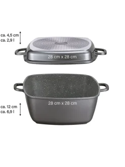 5tlg. Set: Bräter in Grau - (L)28 x (B)28 cm