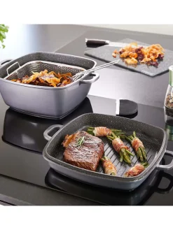 5tlg. Set: Bräter in Grau - (L)28 x (B)28 cm