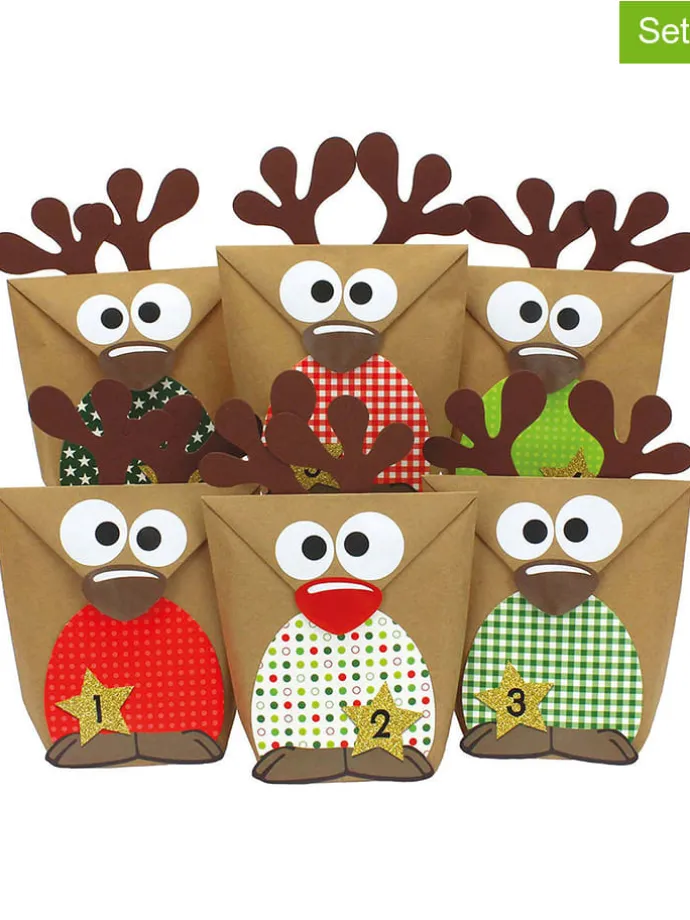 58tlg. Set: DIY-Adventskalender "Rentiere" in Hellbraun
