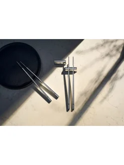 6tlg. Set: Edelstahl-Essstäbchen