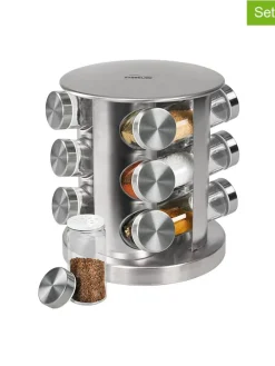 13tlg. Set: Edelstahl-Gewürzregal - (H)22,5 x Ø 19 cm