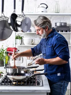 2tlg. Set: Edelstahl-Schmorpfanne 