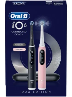 2tlg. Set: Elektr. Zahnbürsten "Oral-B iO Series 6" in Rosa/ Schwarz