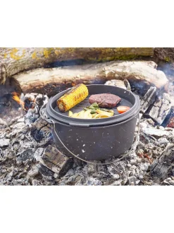 2tlg. Set: Feuertopf in Schwarz - 7,6 l