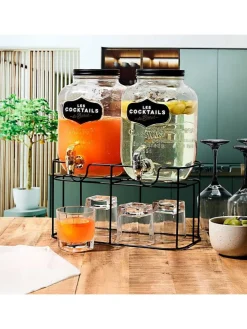 3tlg. Set: Getränkespender in Transparent/ Schwarz - 2x 4 l