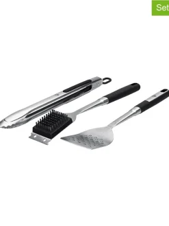 3tlg. Set: Grillzubehör in Silber/ Schwarz