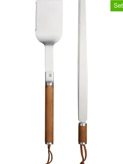 2tlg. Set: Grillzubehör ''Norden'' in Silber/ Braun - (L)44,1 cm