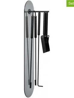 5tlg. Set: Kamingarnitur "Ashi" in Schwarz