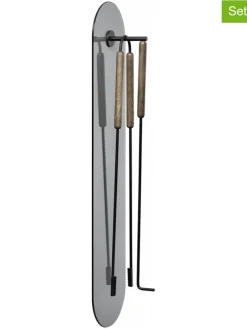 3tlg. Set: Kamingarnitur "Ashi" in Hellgrau/ Schwarz/ Hellbraun