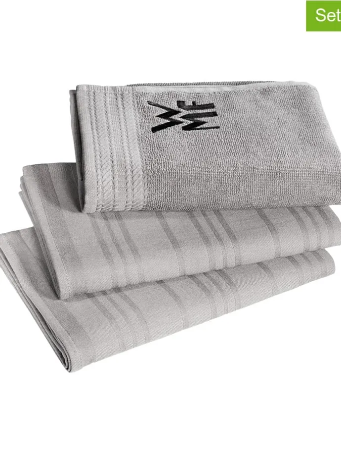 3tlg. Set: Küchenhandtücher in Grau