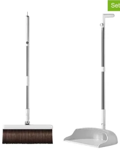 2tlg. Set: Kehrbesen in Weiß