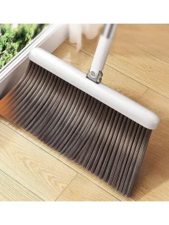 2tlg. Set: Kehrbesen in Weiß