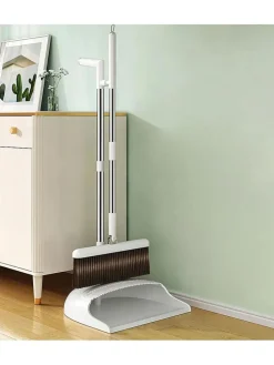 2tlg. Set: Kehrbesen in Weiß