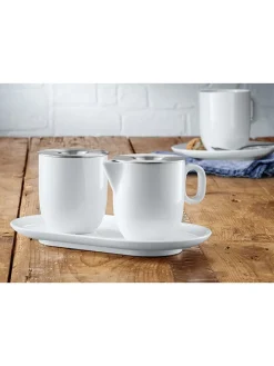 3tlg. Set: Milchkännchen & Zuckerdose in Weiß