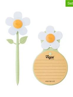 2tlg. Set: Notizblock in Grün/ Hellbraun