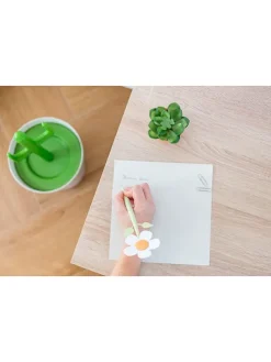 2tlg. Set: Notizblock in Grün/ Hellbraun