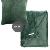 2tlg. Set: Plaid & Kissenhülle "Comfy" in Grün
