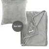 2tlg. Set: Plaid & Kissenhülle "Comfy" in Grau