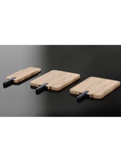 2tlg. Set: Schneidebrett und Messer in Natur/ Schwarz
