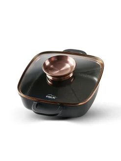 2tlg. Set: Servierpfanne in Schwarz - (L)20 x (B)20 cm