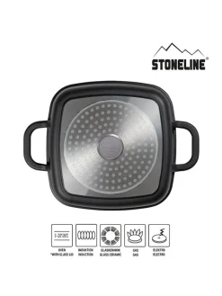 2tlg. Set: Servierpfanne in Schwarz - (L)20 x (B)20 cm