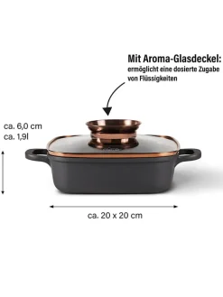 2tlg. Set: Servierpfanne in Schwarz - (L)20 x (B)20 cm