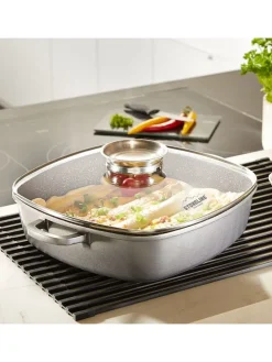 2tlg. Set: Servierpfanne in Grau - (L)32 x (B)32 cm