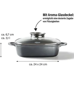 2tlg. Set: Servierpfanne in Grau - (L)24 x (B)24 cm