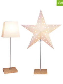 3tlg. Set: Standleuchte "Combi" in Creme - (H)65 cm