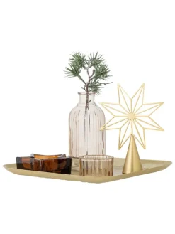 6tlg. Set: Tablett & Deko ''Sanga'' in Gold - (B)22 x (H)21 x (B)22 cm