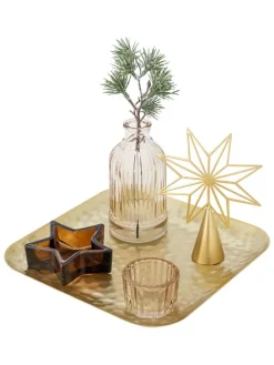 6tlg. Set: Tablett & Deko ''Sanga'' in Gold - (B)22 x (H)21 x (B)22 cm