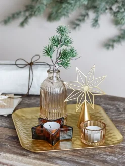 6tlg. Set: Tablett & Deko ''Sanga'' in Gold - (B)22 x (H)21 x (B)22 cm