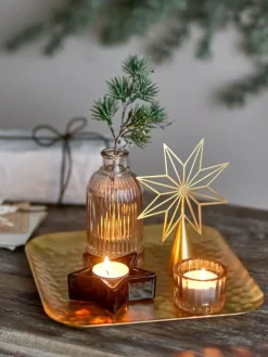 6tlg. Set: Tablett & Deko ''Sanga'' in Gold - (B)22 x (H)21 x (B)22 cm