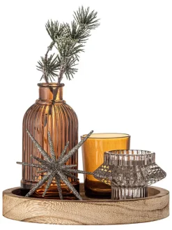 6tlg. Set: Tablett & Deko ''Sanga'' in Beige/ Hellbraun - (H)22,5 x Ø 18 cm