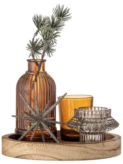 6tlg. Set: Tablett & Deko ''Sanga'' in Beige/ Hellbraun - (H)22,5 x Ø 18 cm