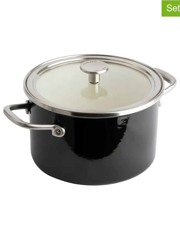 2tlg. Set: Topf "Core Enamel" in Schwarz - Ø 24 cm