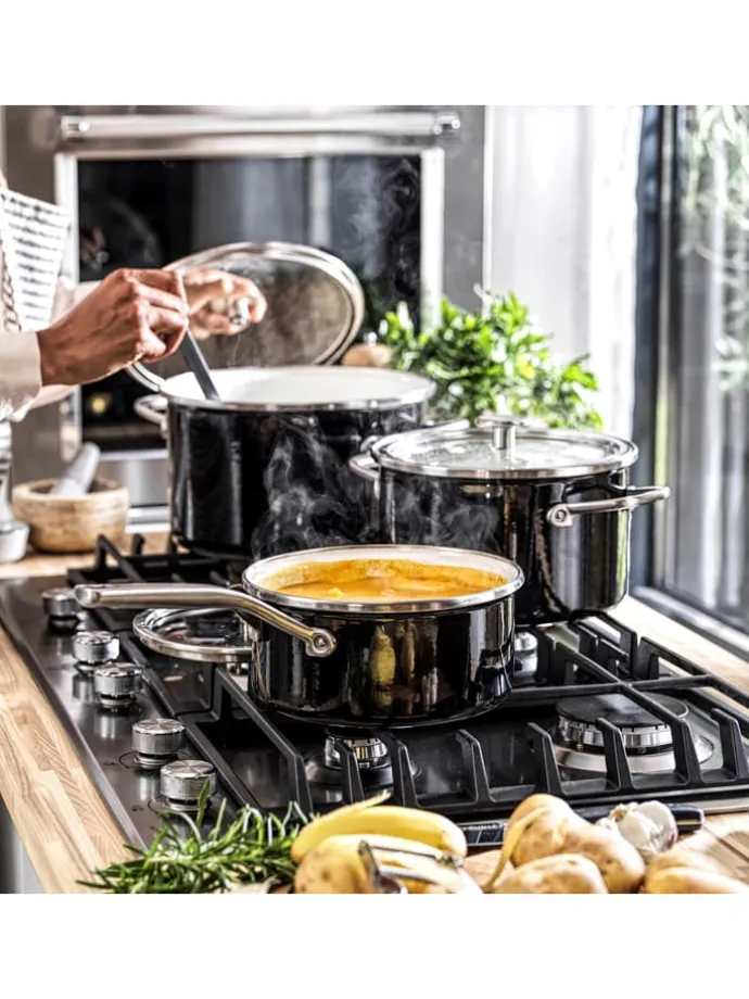 2tlg. Set: Topf "Core Enamel" in Schwarz - Ø 24 cm