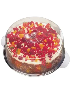 3tlg. Set: Tortenplatte in Silber/ Transparent