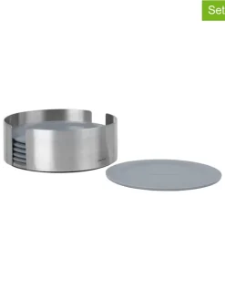 7tlg. Set: Untersetzer "Lareto" in Silber/ Grau - Ø 11 cm