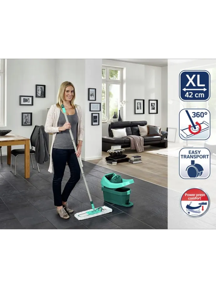 3tlg. Set: Wischtuchpresse "Profi XL Mobile" in Türkis