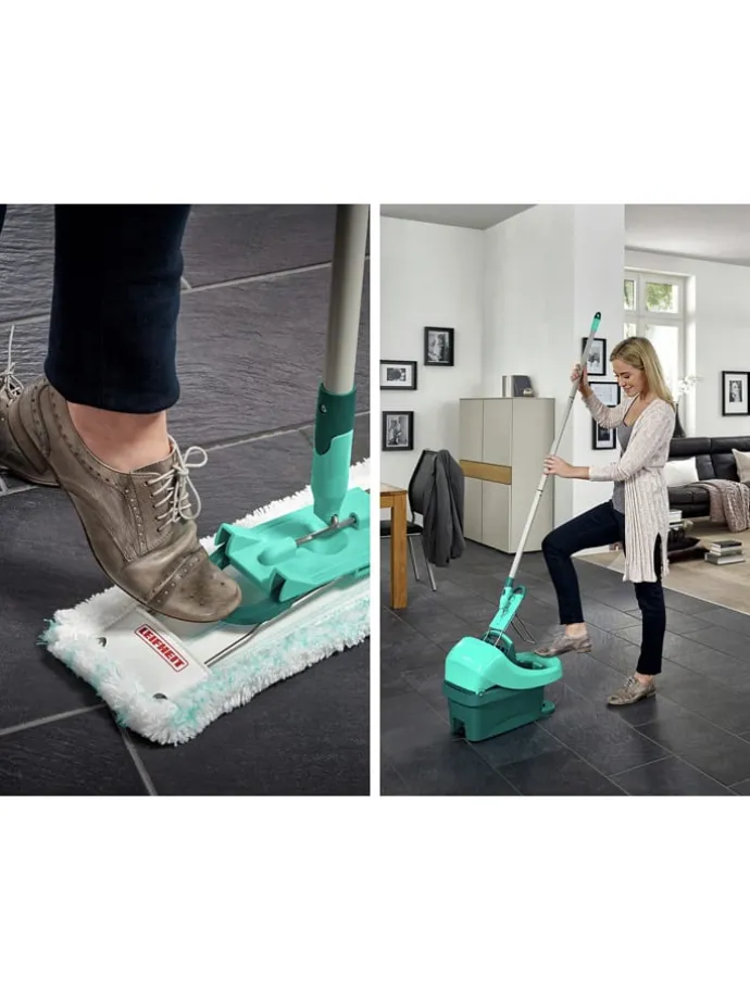 3tlg. Set: Wischtuchpresse "Profi XL Mobile" in Türkis