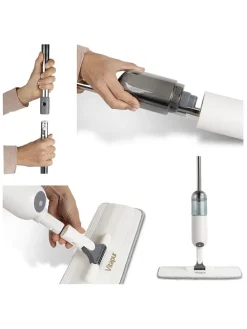 3tlg. Sprühwischer- Set in Weiß/ Grau